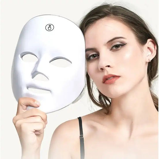 LED face mask showing 7 colour light modes