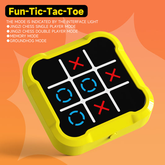 Kids playing portable Tic-Tac-Toe handheld game