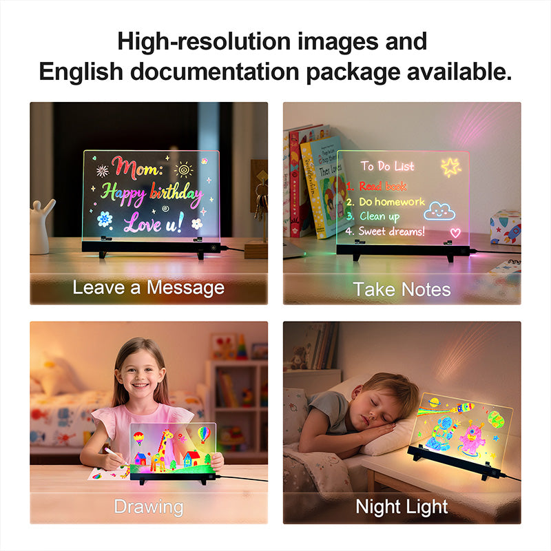 LED drawing board with USB cable and stylus accessories