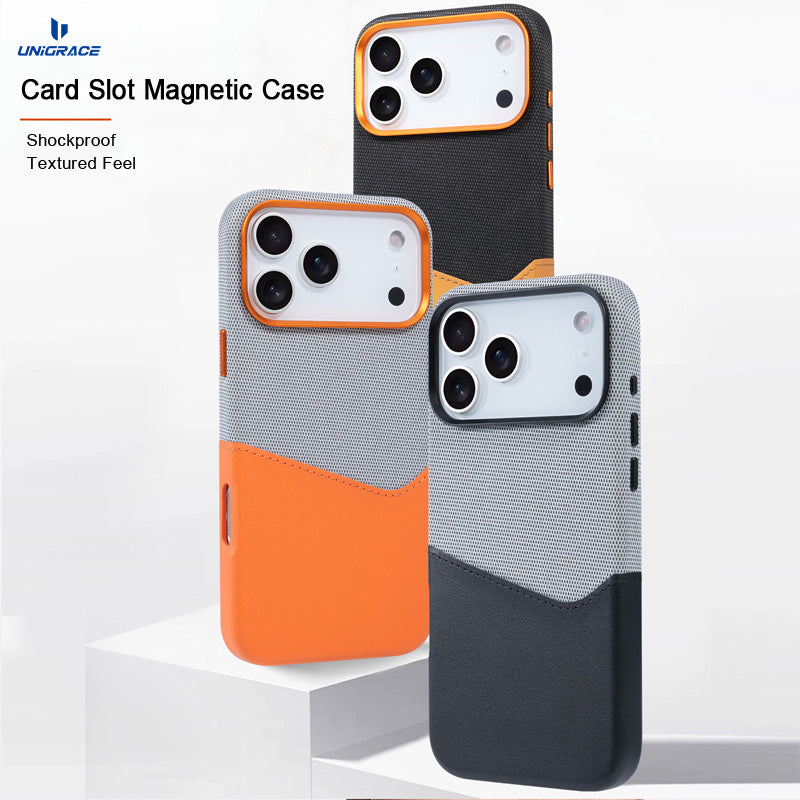 Leather magnetic iPhone case card slot white color