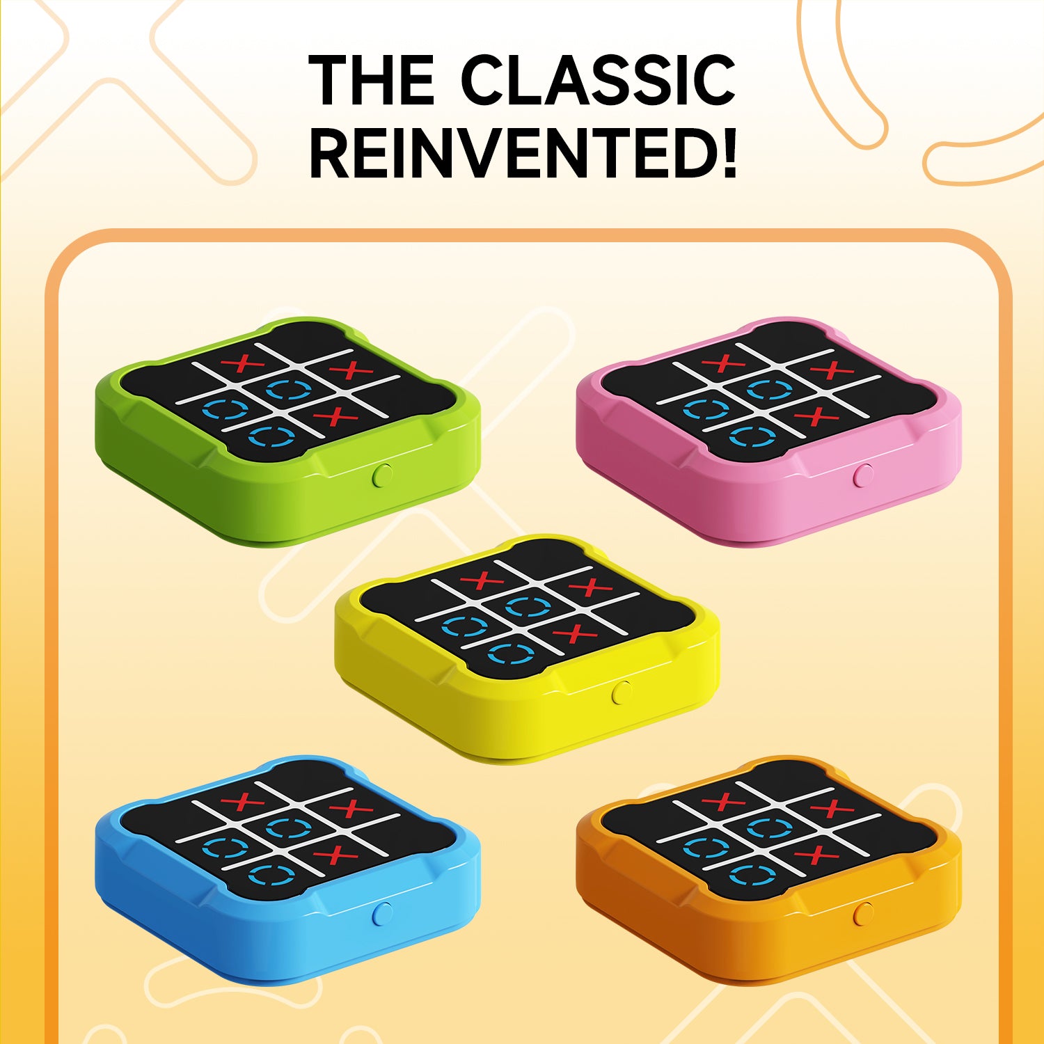 Handheld Tic-Tac-Toe game side and front view