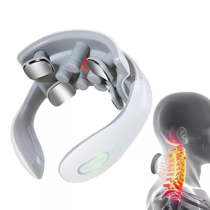 Smart Electric Neck Massager with Heat - White - Full View