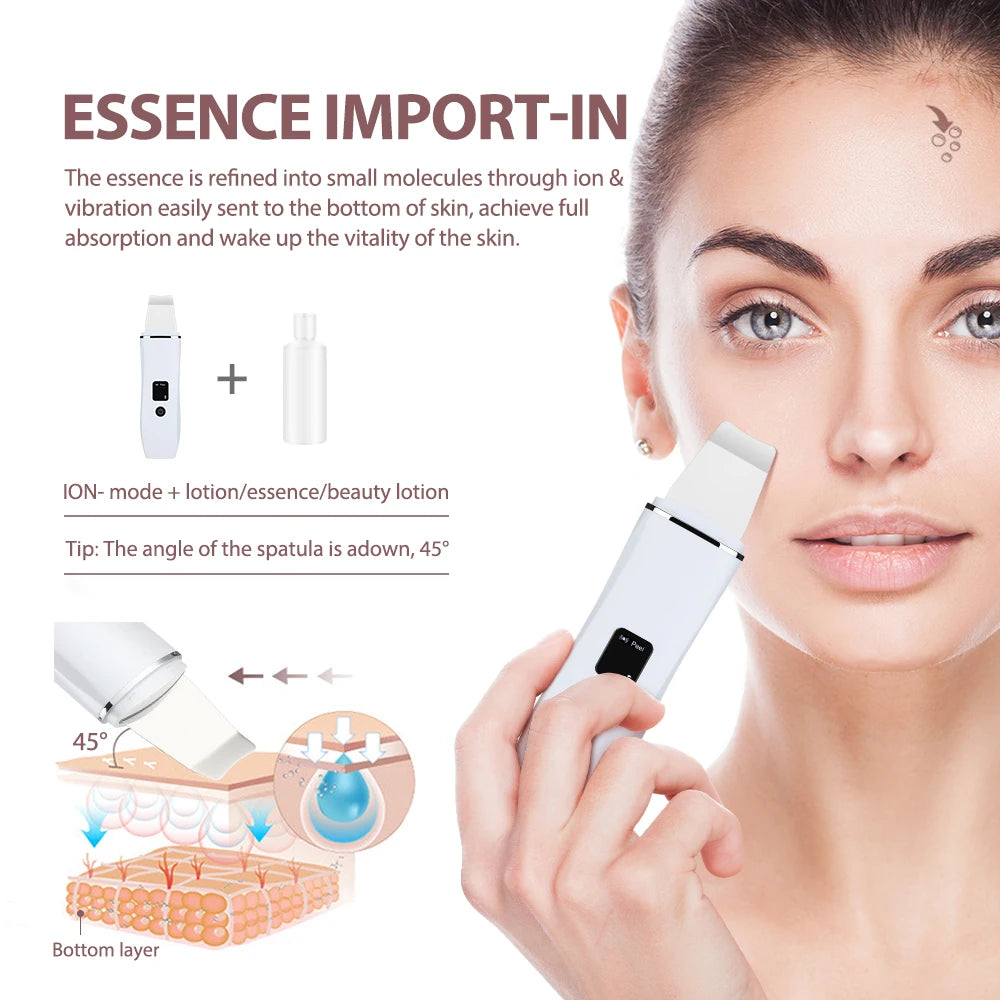 Ultrasonic facial scrubber multiple modes display