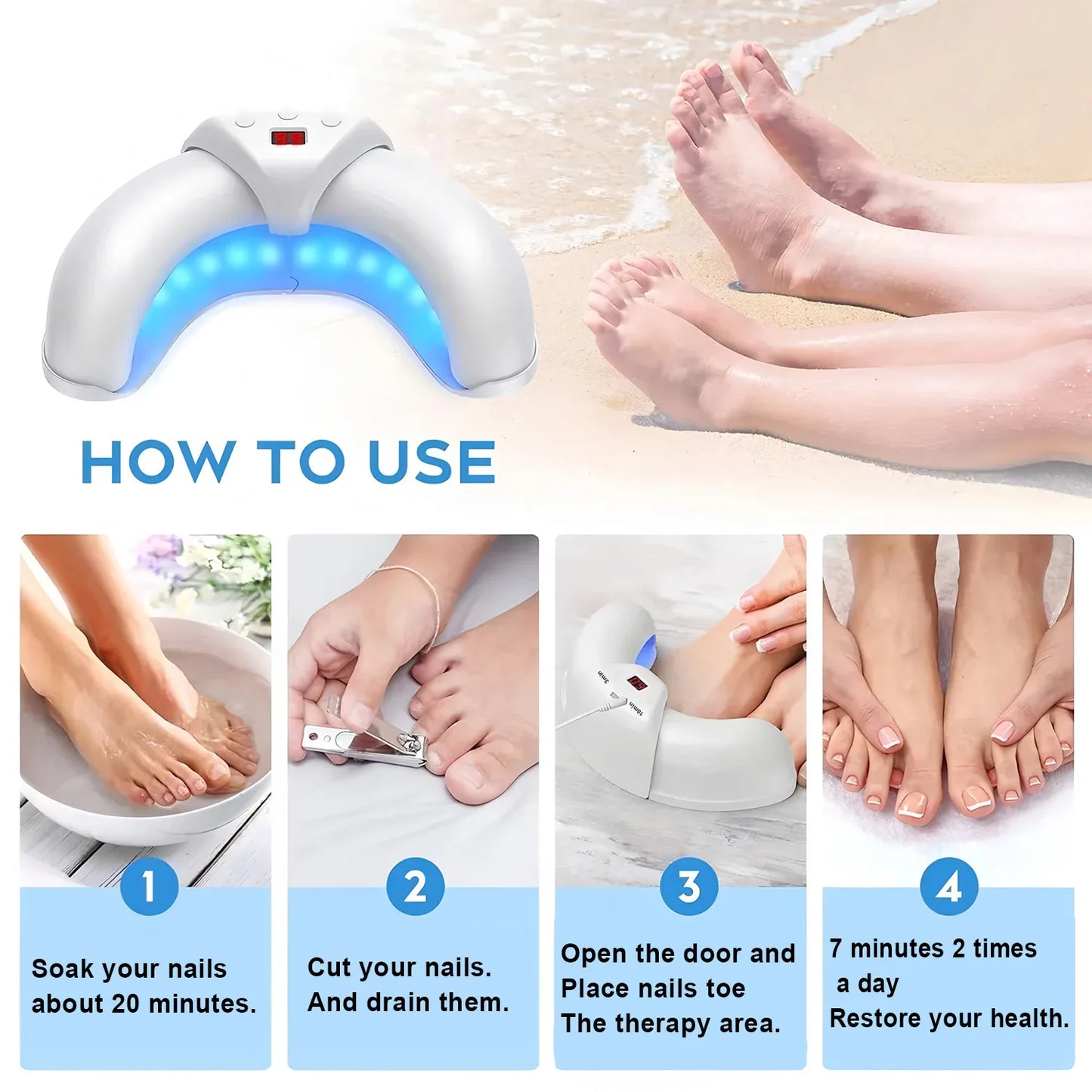 Handheld laser nail repair device in use