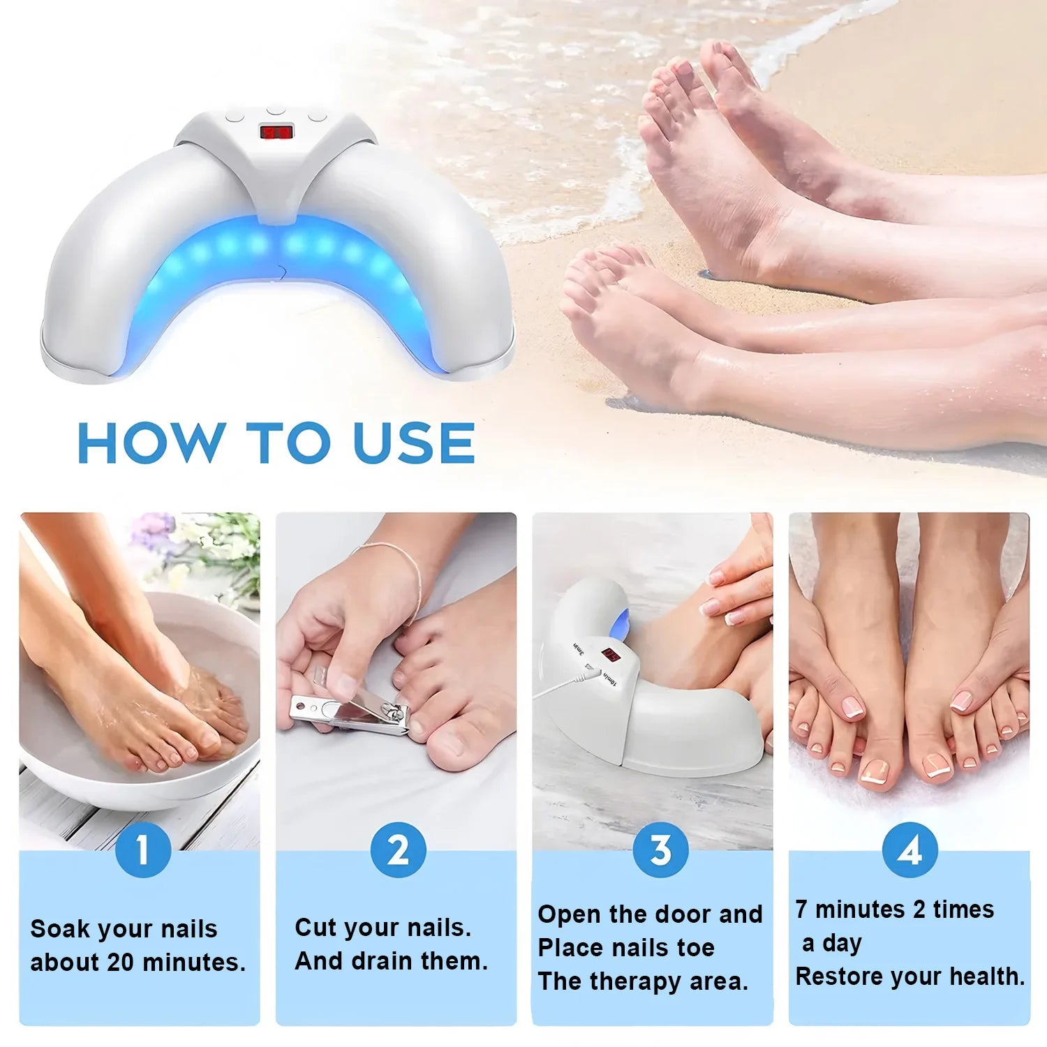 Handheld laser nail repair device in use