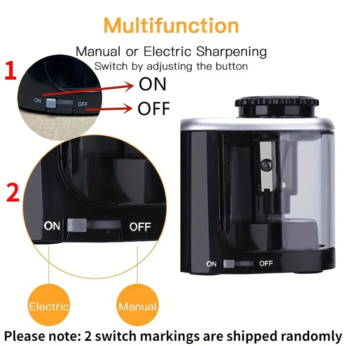 Desktop electric pencil sharpener 6-8mm size guide
