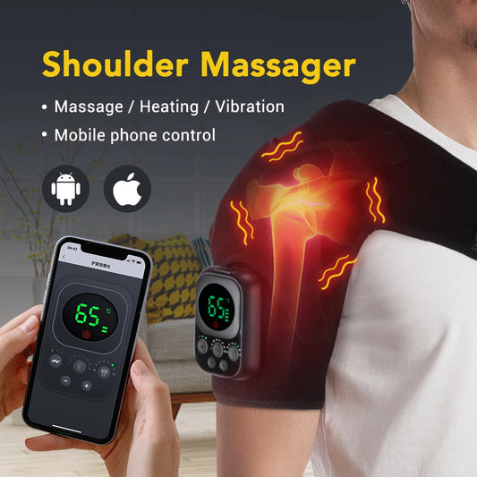 Electric Shoulder Massager with Heat and Vibration - Black